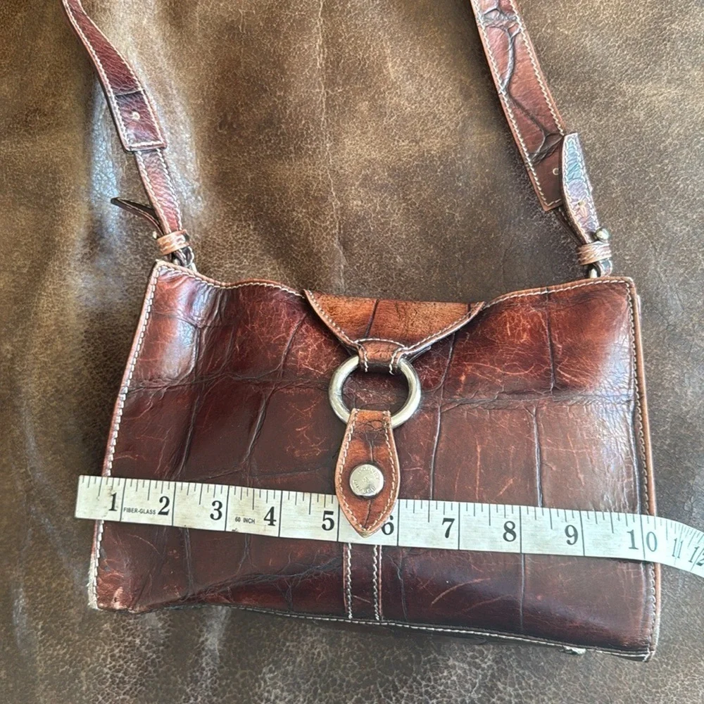 Dooney & Bourke Made in Italy Embossed Croc Leather Shoulder Bag Brown Vintage